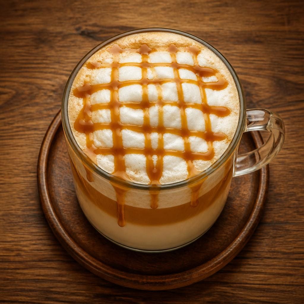 Caramel Machiato dengan rasa kopi susu dan caramel